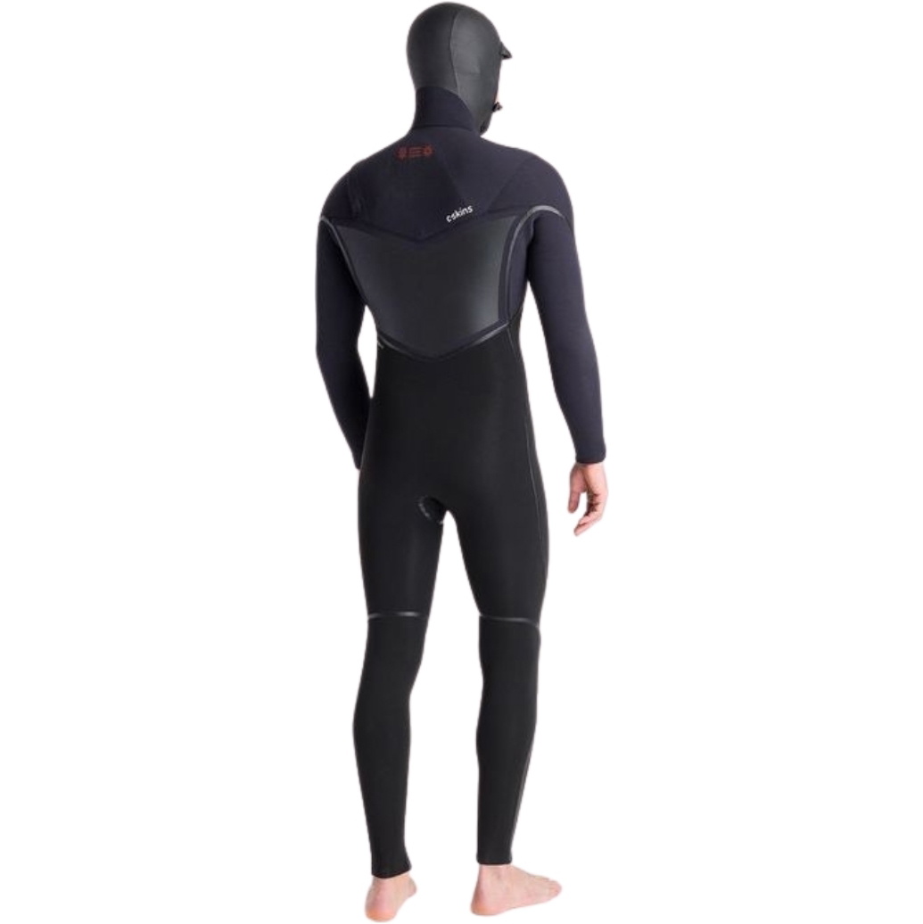 2025 C-Skins Mens NuWave Wired+ 6/5mm Chest Zip Hooded Wetsuit C-NWI65MH - Black / Black X / Rust